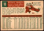 1959 Topps #10  Mickey Mantle  Back Thumbnail