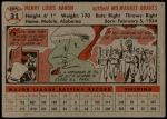 1956 Topps #31  Hank Aaron  Back Thumbnail