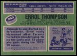 1976 Topps #259  Errol Thompson  Back Thumbnail