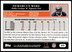 2005 Topps #375  DeMarcus Ware  Back Thumbnail