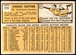 1963 Topps #219  Chuck Cottier  Back Thumbnail