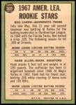 1967 Topps #569   -  Rod Carew / Hank Allen A.L. Rookies Back Thumbnail