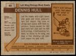 1973 Topps #60  Dennis Hull   Back Thumbnail