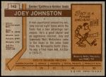 1973 Topps #143  Joey Johnston   Back Thumbnail