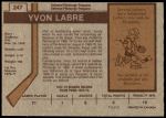 1973 O-Pee-Chee #247  Yvon Labre  Back Thumbnail