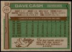 1976 Topps #295  Dave Cash  Back Thumbnail
