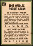 1967 Topps #507   -  Larry Haney / Ed Barnowski Orioles Rookies Back Thumbnail