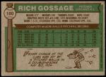 1976 Topps #180  Goose Gossage  Back Thumbnail