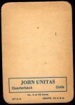 1970 Topps Super Glossy #2  Johnny Unitas  Back Thumbnail