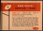 1960 Fleer #4  Bob White  Back Thumbnail