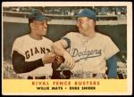 1958 Topps #436   -  Willie Mays / Duke Snider Rival Fence Busters Front Thumbnail
