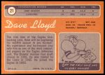 1970 Topps #21  Dave Lloyd  Back Thumbnail