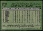 1982 Topps #733  Larry McWilliams  Back Thumbnail