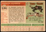 1955 Topps #124  Harmon Killebrew  Back Thumbnail