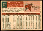 1959 Topps #92  Dave Philley  Back Thumbnail