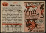 1957 Topps #138  Johnny Unitas  Back Thumbnail