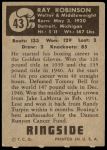 1951 Topps Ringside #43  Sugar Ray Robinson  Back Thumbnail