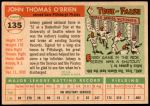 1955 Topps #135  John O'Brien  Back Thumbnail