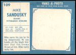 1961 Topps #109  Mike Sandusky  Back Thumbnail