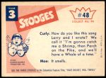 1959 Fleer Three Stooges #48   Larry Plays by Ear  Back Thumbnail