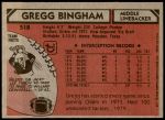 1980 Topps #518  Gregg Bingham  Back Thumbnail