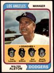 1974 O-Pee-Chee #144   -  Walt Alston / Red Adams / Monty Basgall / Jim Gilliam / Tom Tom Lasorda Dodgers Leaders  Front Thumbnail