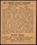 1940 Play Ball #180  Mickey Cochrane  Back Thumbnail