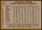1981 Topps #44   -  John Drew / Dan Roundfield / Eddie Johnson Hawks Leaders Back Thumbnail
