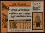 1975 Topps #21  Bob Paradise  Back Thumbnail