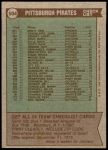 1976 Topps #504   -  Danny Murtaugh Pirates Team Checklist Back Thumbnail
