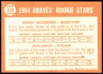 1964 Topps #378   -  Woody Woodward / Jack Smith Braves Rookies Back Thumbnail