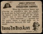 1950 Topps Bring Em Back Alive #10   Jungle Expedition Back Thumbnail