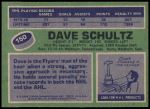 1976 Topps #150  Dave Schultz  Back Thumbnail