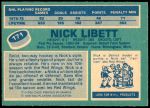 1976 O-Pee-Chee NHL #171  Nick Libett  Back Thumbnail