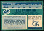 1976 O-Pee-Chee NHL #57  Bill Fairbairn  Back Thumbnail