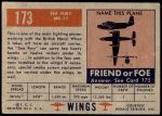 1952 Topps Wings #173   Sea Fury MK-11 Back Thumbnail