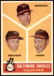 1960 Topps #455   -  Eddie Robinson / Harry Brecheen / Luman Harris Orioles Coaches Front Thumbnail