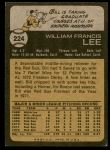 1973 Topps #224  Bill Lee  Back Thumbnail