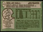 1978 Topps #345  Willie Hall  Back Thumbnail