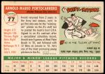 1955 Topps #77  Arnie Portocarrero  Back Thumbnail