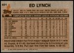 1983 Topps #601  Ed Lynch  Back Thumbnail