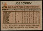 1983 Topps #288  Joe Cowley  Back Thumbnail