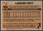 1983 Topps #618  LaMarr Hoyt  Back Thumbnail