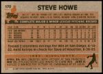 1983 Topps #170  Steve Howe  Back Thumbnail