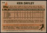 1983 Topps #314  Ken Dayley  Back Thumbnail