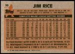 1983 Topps #30  Jim Rice  Back Thumbnail