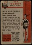 1957 Topps #17  Bob Cousy  Back Thumbnail