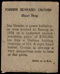 1943 M.P. and Co #2  Joe Cronin  Back Thumbnail