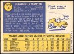 1970 Topps #149  Billy Champion  Back Thumbnail
