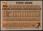 1983 Topps #170  Steve Howe  Back Thumbnail